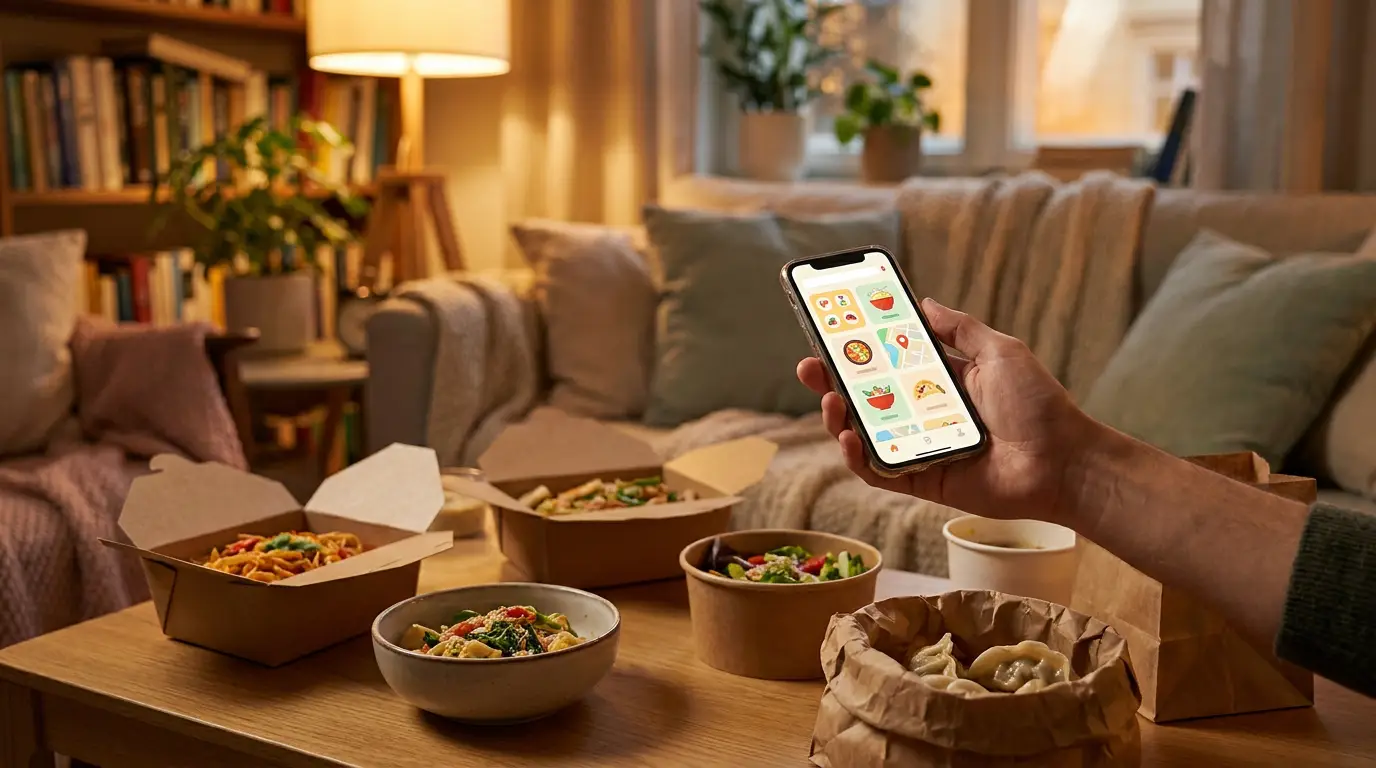 Applications de livraison sur smartphone près de plats à emporter